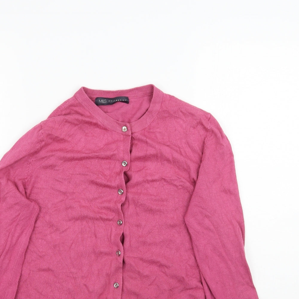 Marks and Spencer Womens Pink  Knit Cardigan Jumper Size 12