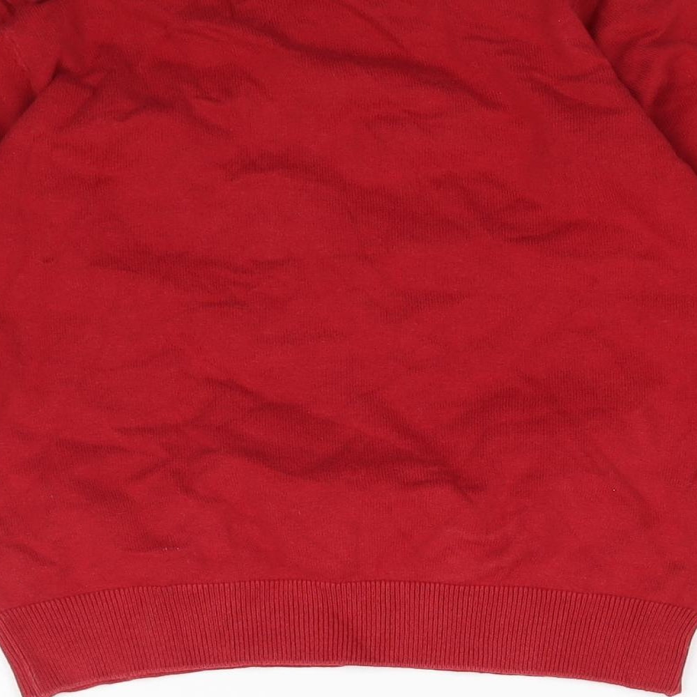 F&F Boys Red  Knit Pullover Jumper Size 7-8 Years  - School Dinosaur