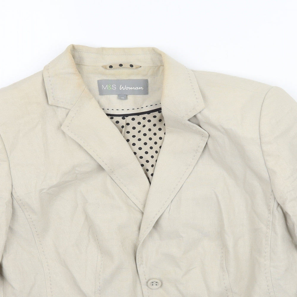 Marks and Spencer Womens Beige   Jacket Blazer Size 14