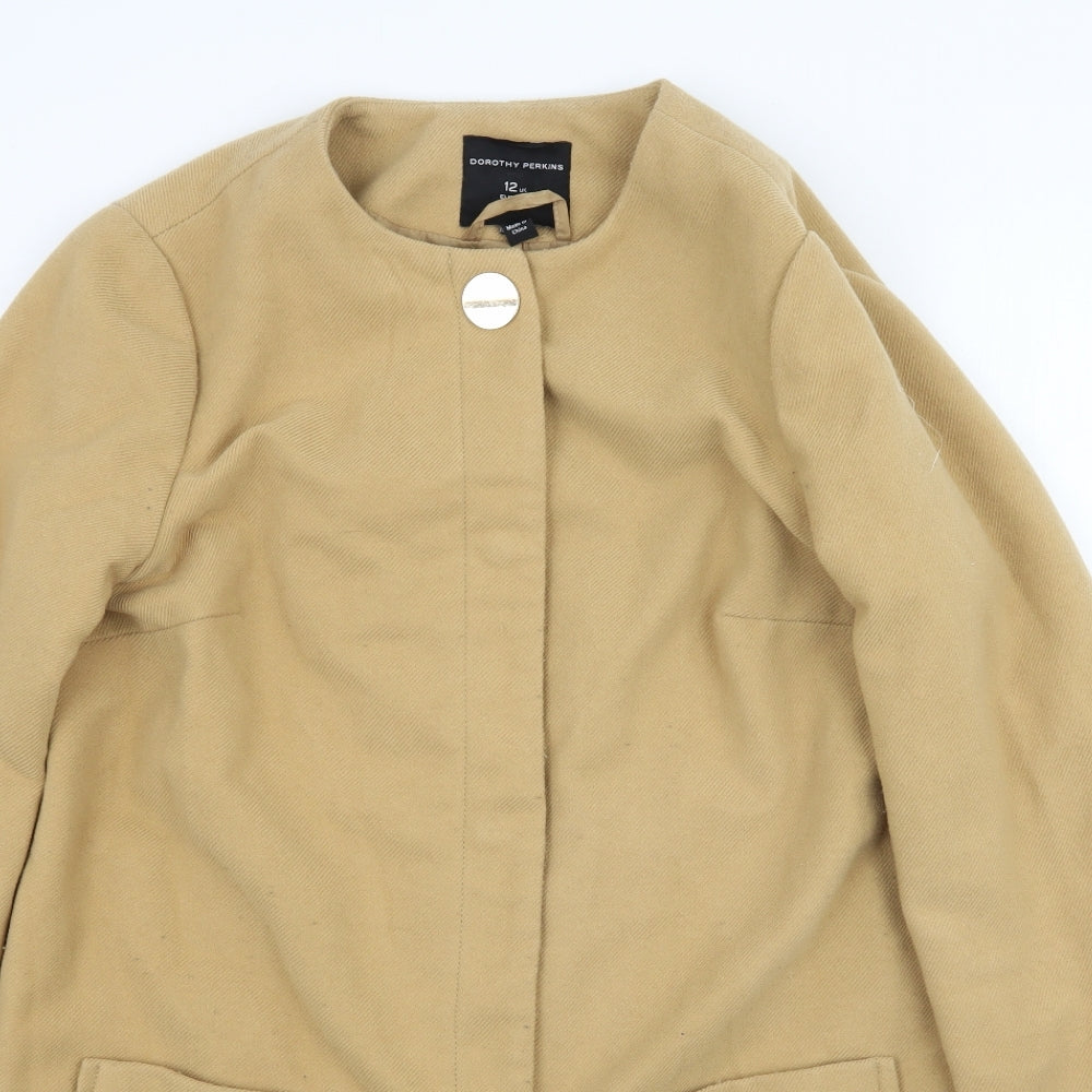 Dorothy Perkins Womens Beige   Overcoat Coat Size 12