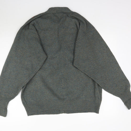 NEXT Mens Green Argyle/Diamond Knit Cardigan Jumper Size L