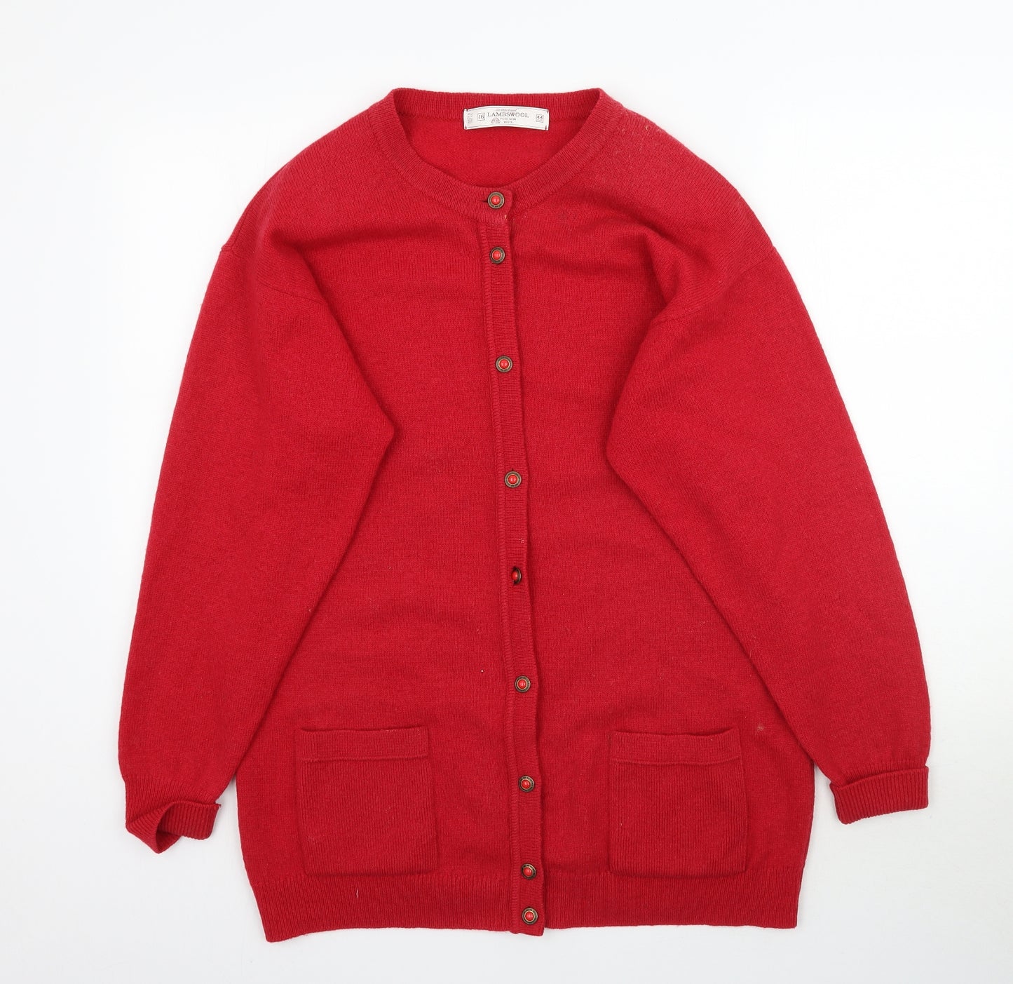 St Michael Womens Red  Knit Cardigan Jumper Size 16