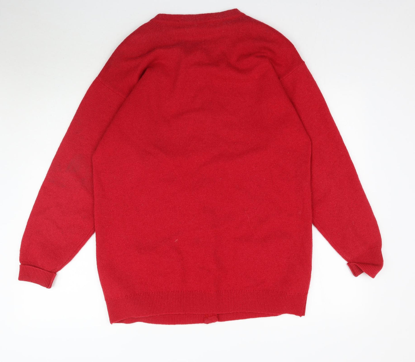 St Michael Womens Red  Knit Cardigan Jumper Size 16