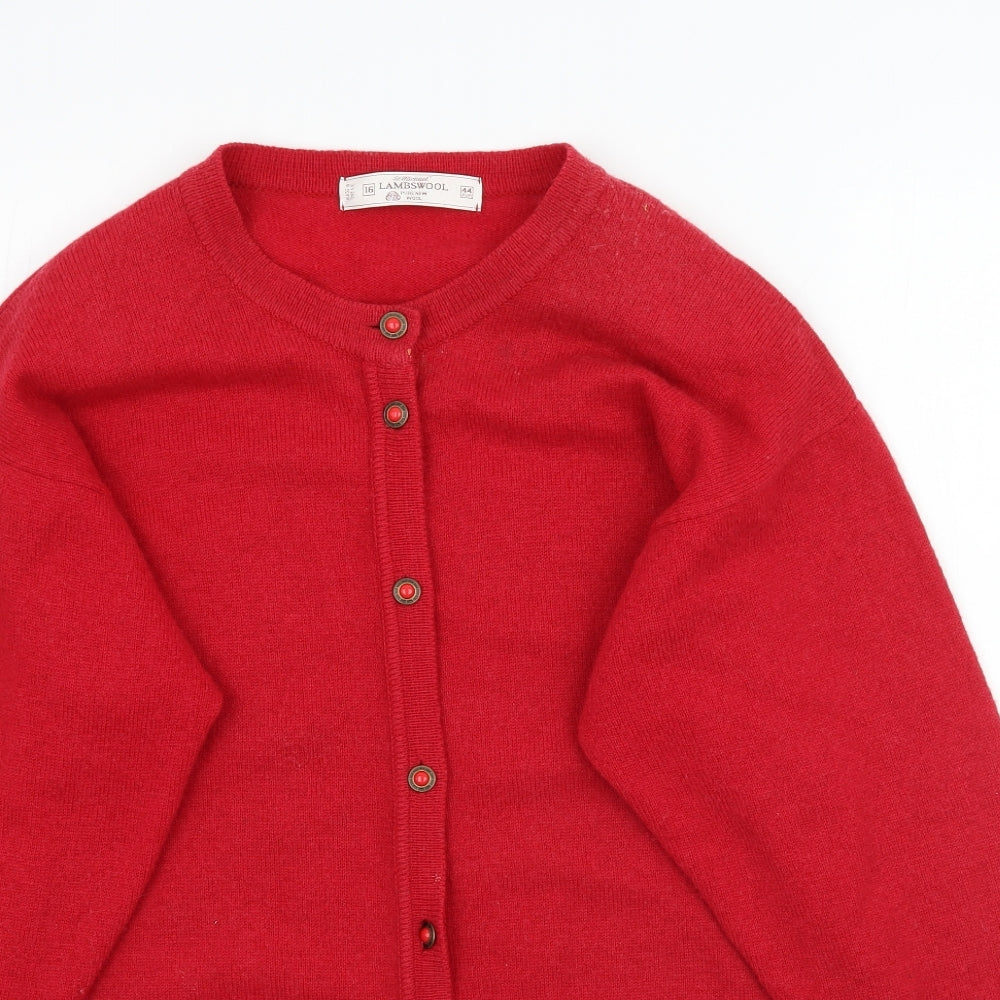St Michael Womens Red  Knit Cardigan Jumper Size 16