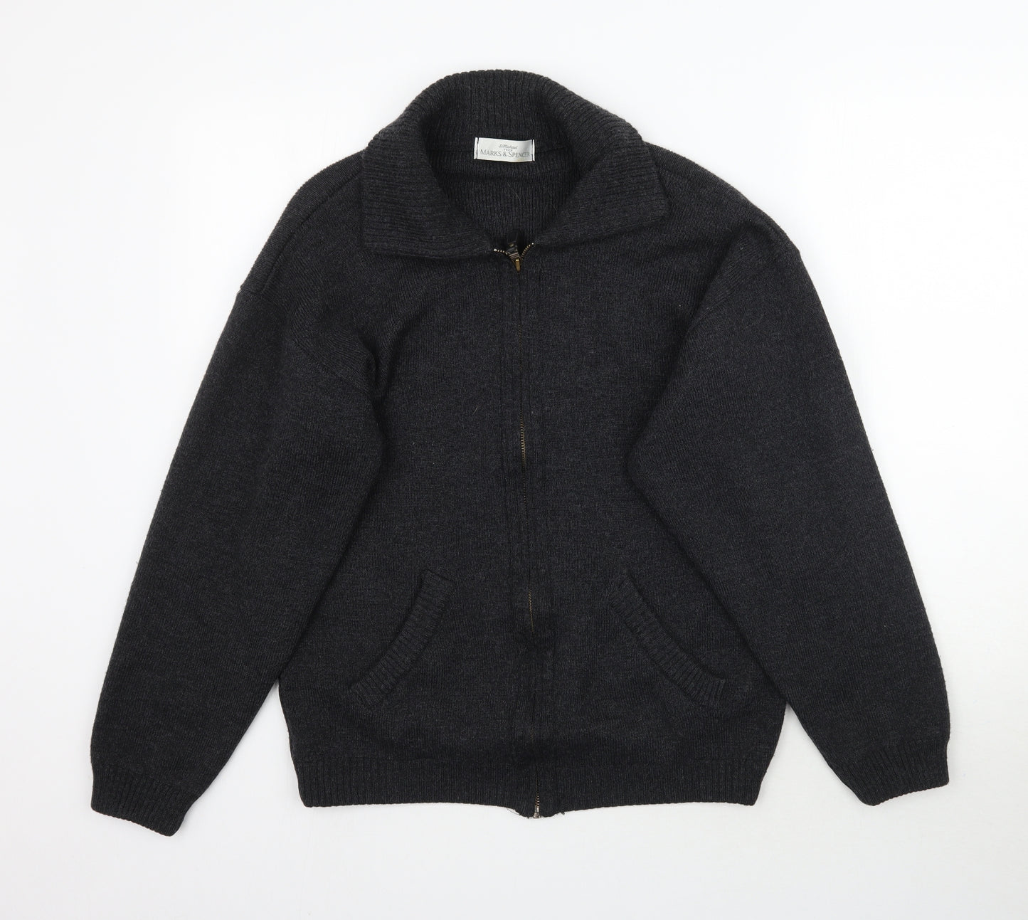 Marks and Spencer Mens Grey  Knit Full Zip Jumper Size S