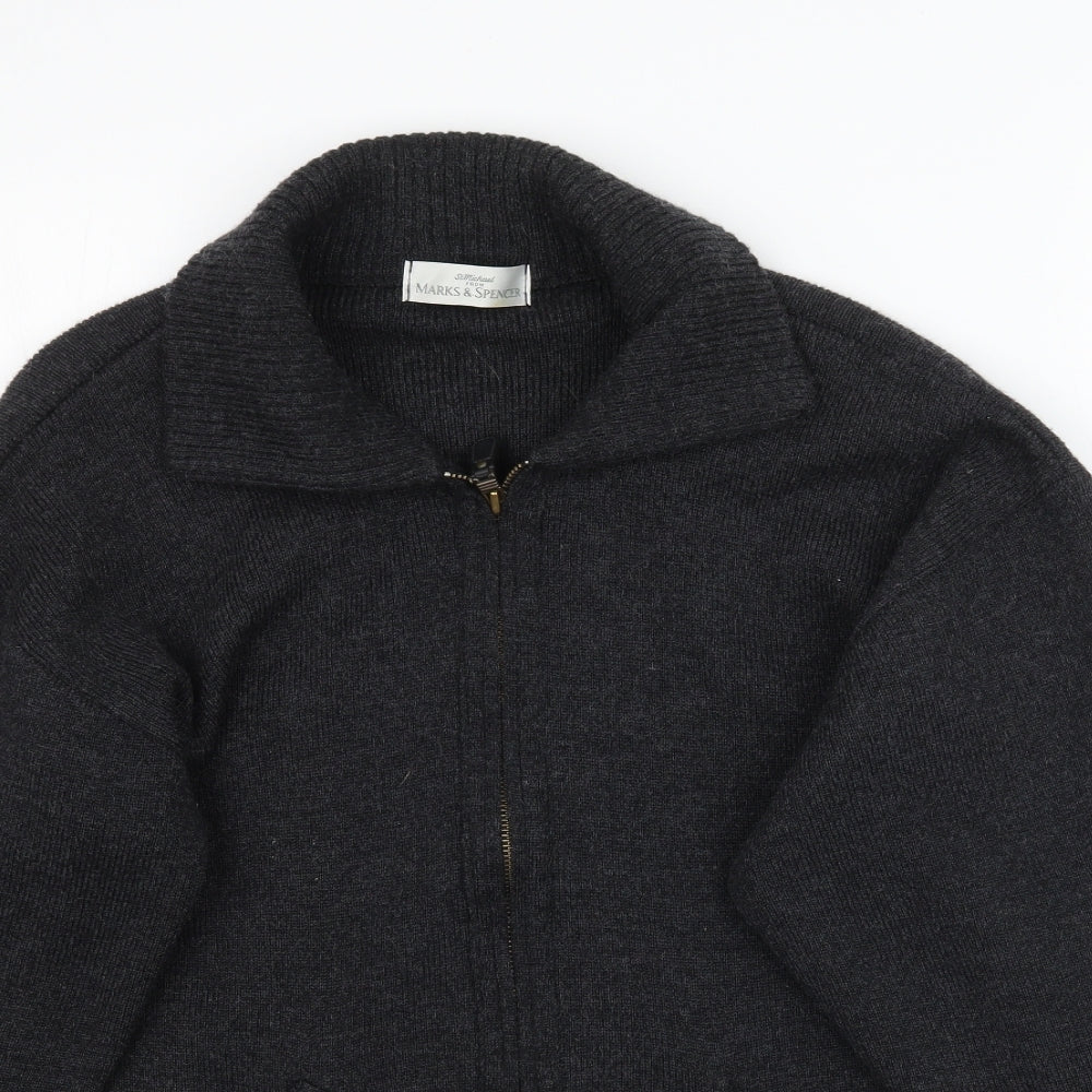 Marks and Spencer Mens Grey  Knit Full Zip Jumper Size S