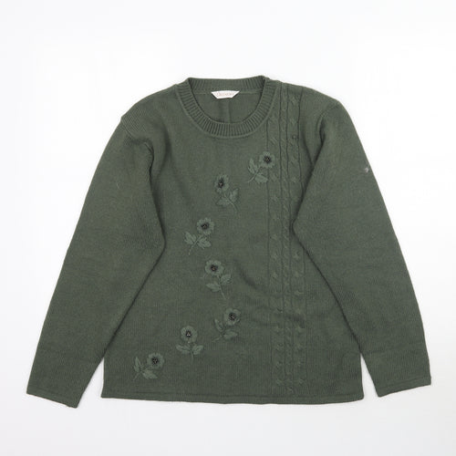 Daxon Womens Green  Knit Pullover Jumper Size 12