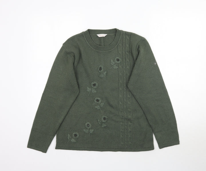 Daxon Womens Green Knit Pullover Jumper Size 12