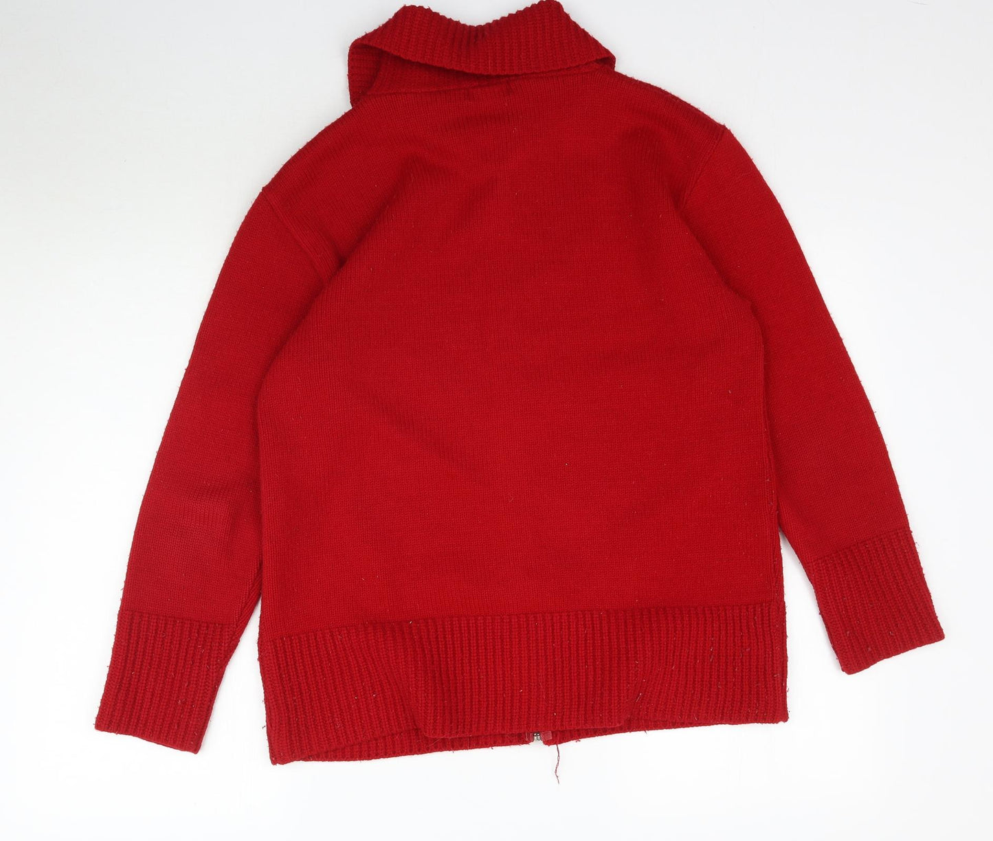 Preworn Womens Red  Knit Full Zip Jumper Size L