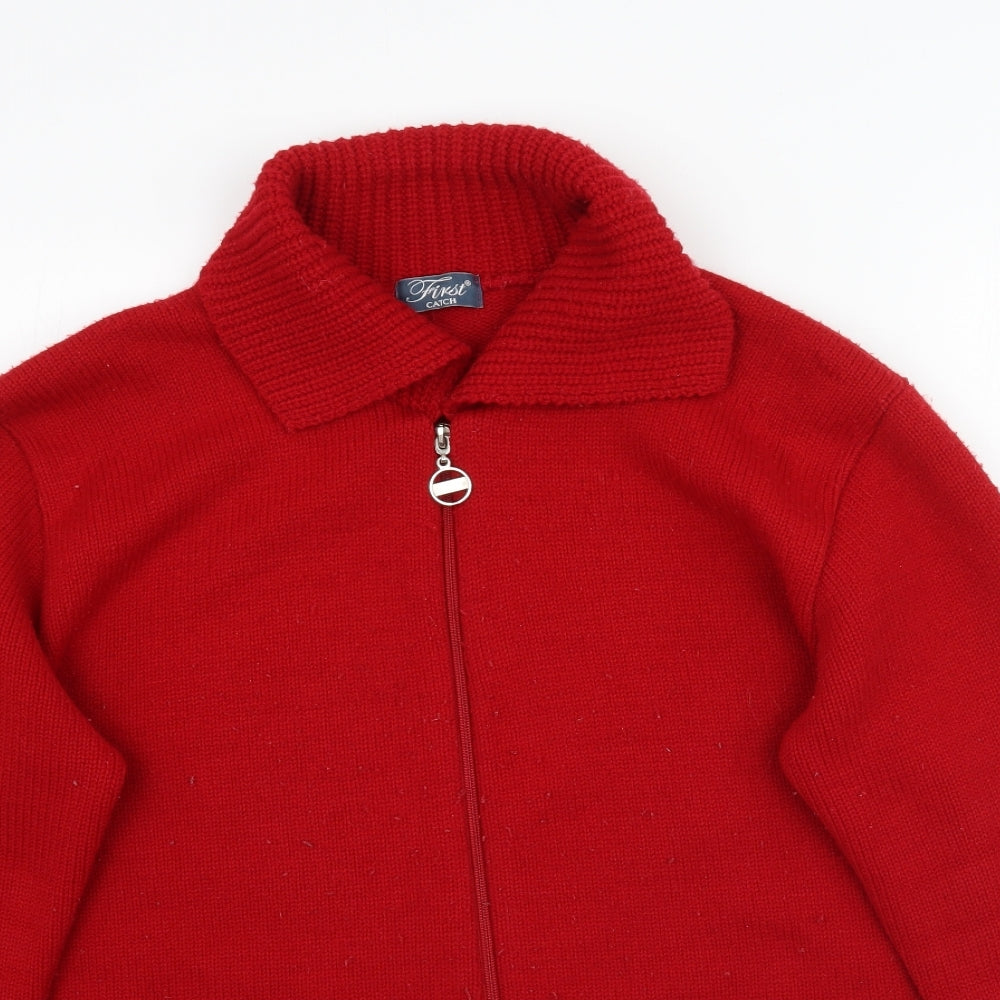 Preworn Womens Red  Knit Full Zip Jumper Size L