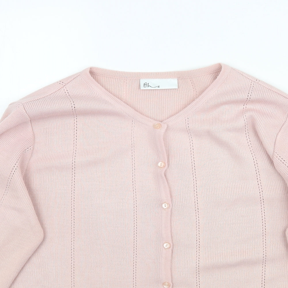 BHS Womens Pink  Knit Cardigan Jumper Size 14