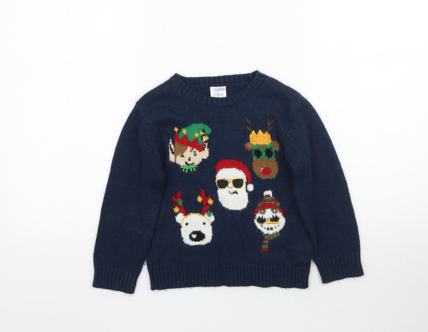 Urban Rascals Boys Blue  Knit Pullover Jumper Size 5 Years  - Christmas