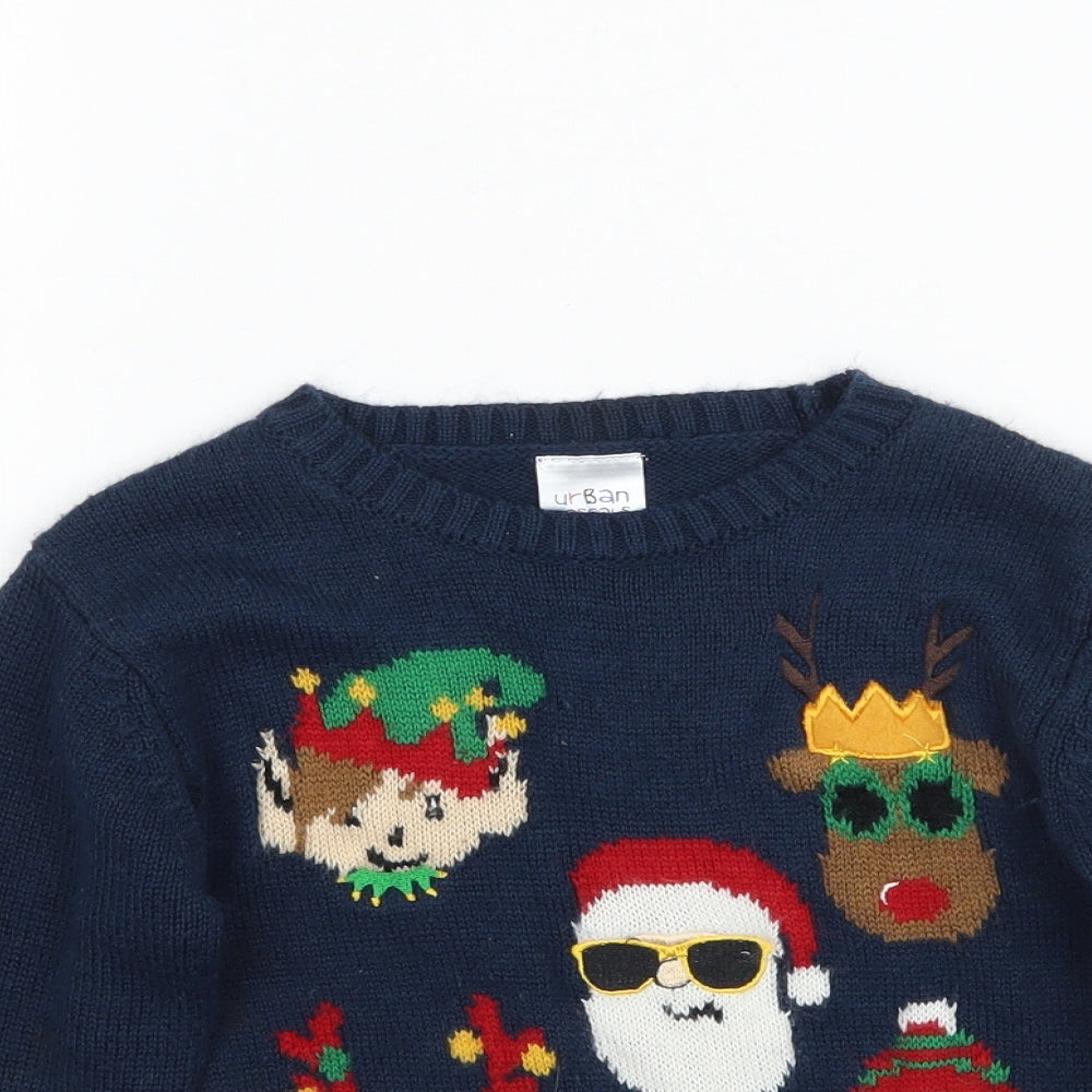 Urban Rascals Boys Blue  Knit Pullover Jumper Size 5 Years  - Christmas