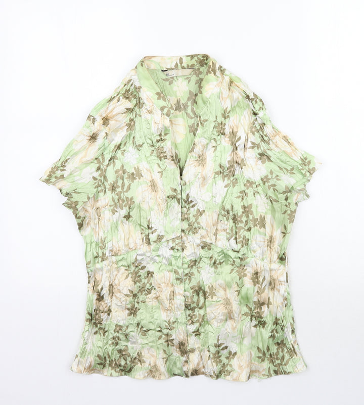 BHS Womens Green Floral  Basic Blouse Size 16