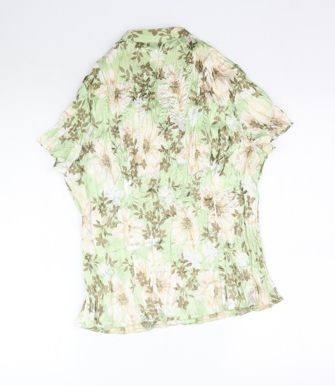 BHS Womens Green Floral  Basic Blouse Size 16