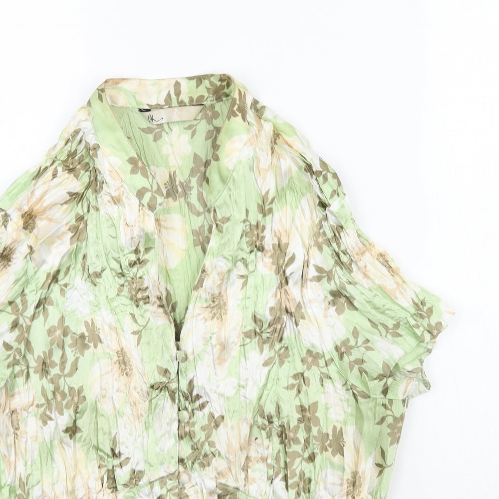 BHS Womens Green Floral  Basic Blouse Size 16
