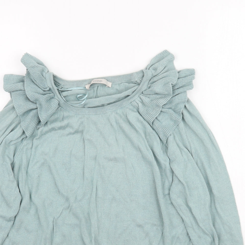 George Womens Blue  Knit Pullover Jumper Size 16
