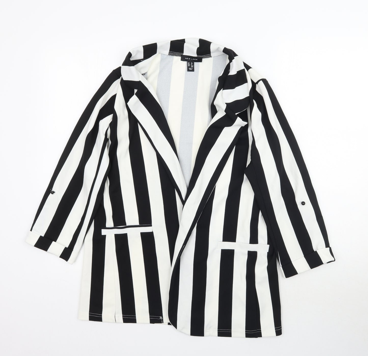 New Look Womens White Striped  Jacket Blazer Size 12