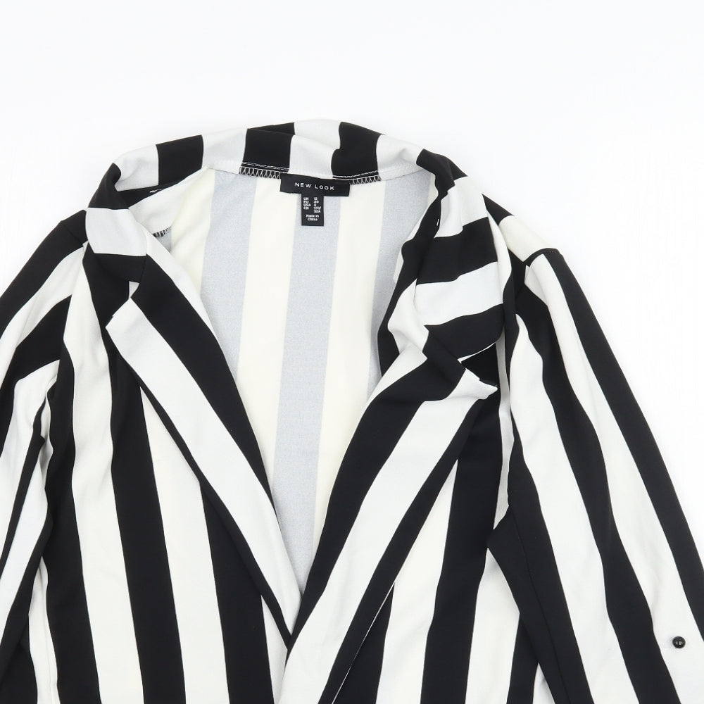 New Look Womens White Striped  Jacket Blazer Size 12