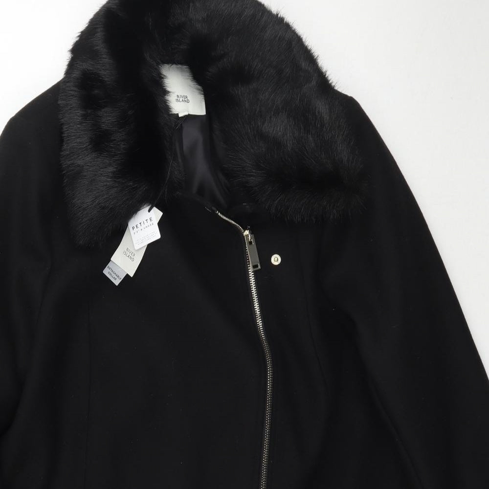 River Island Womens Black   Overcoat Coat Size 16
