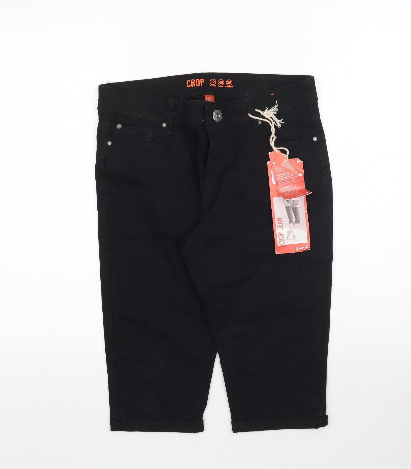 Denim Co. Womens Black  Denim Chino Shorts Size 12