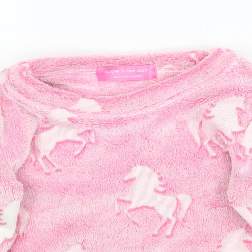 Glow in the Dark Girls Pink   Pullover Jumper Size 4-5 Years  - Unicorn print