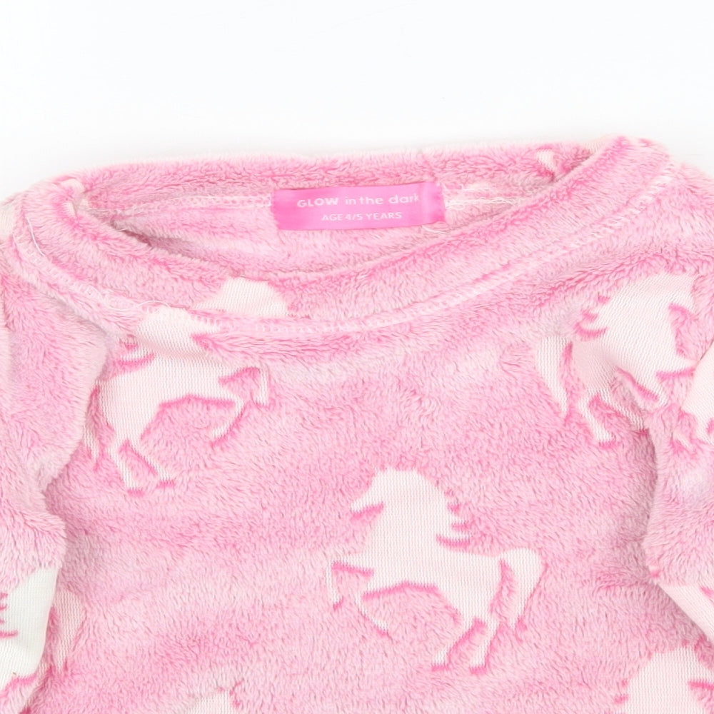 Glow in the Dark Girls Pink   Pullover Jumper Size 4-5 Years  - Unicorn print