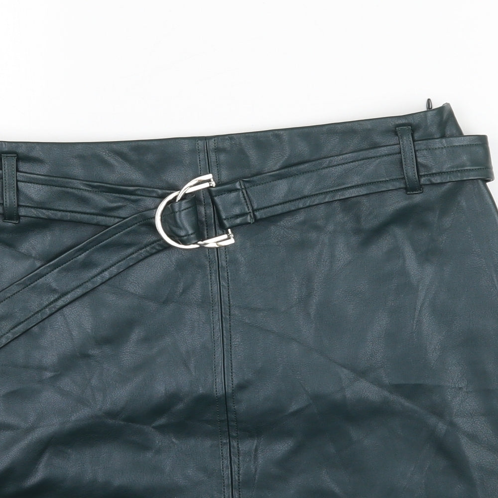 F&F Womens Green   Mini Skirt Size 10  - Faux Leather