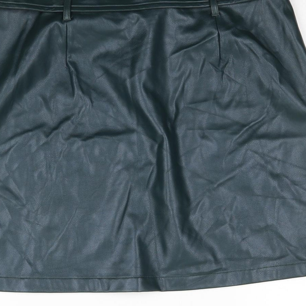 F&F Womens Green   Mini Skirt Size 10  - Faux Leather