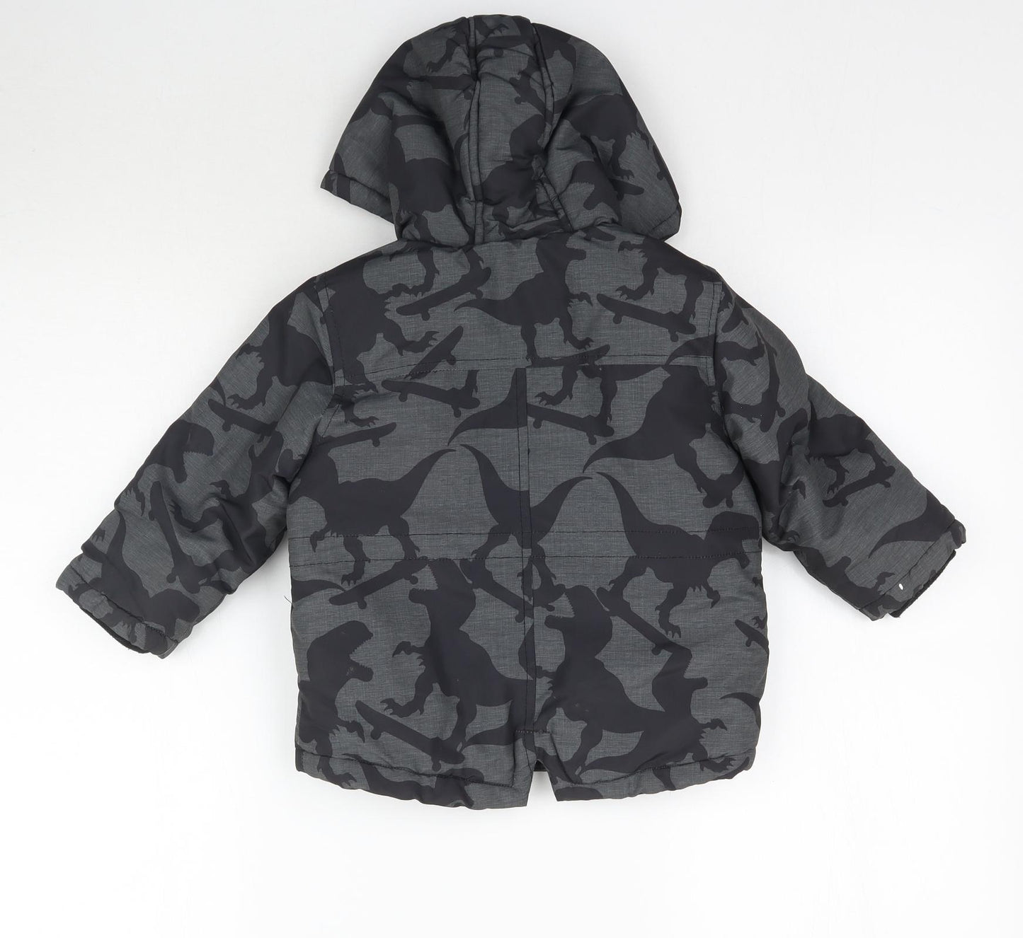 F&F Baby Black   Overcoat Coat Size 18-24 Months  - Dinosaur print