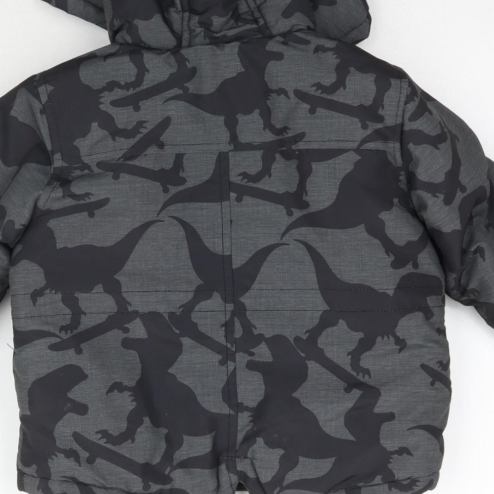 F&F Baby Black   Overcoat Coat Size 18-24 Months  - Dinosaur print