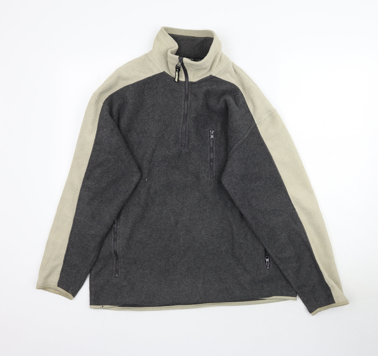 Active Mens Grey  Fleece Pullover Sweatshirt Size S