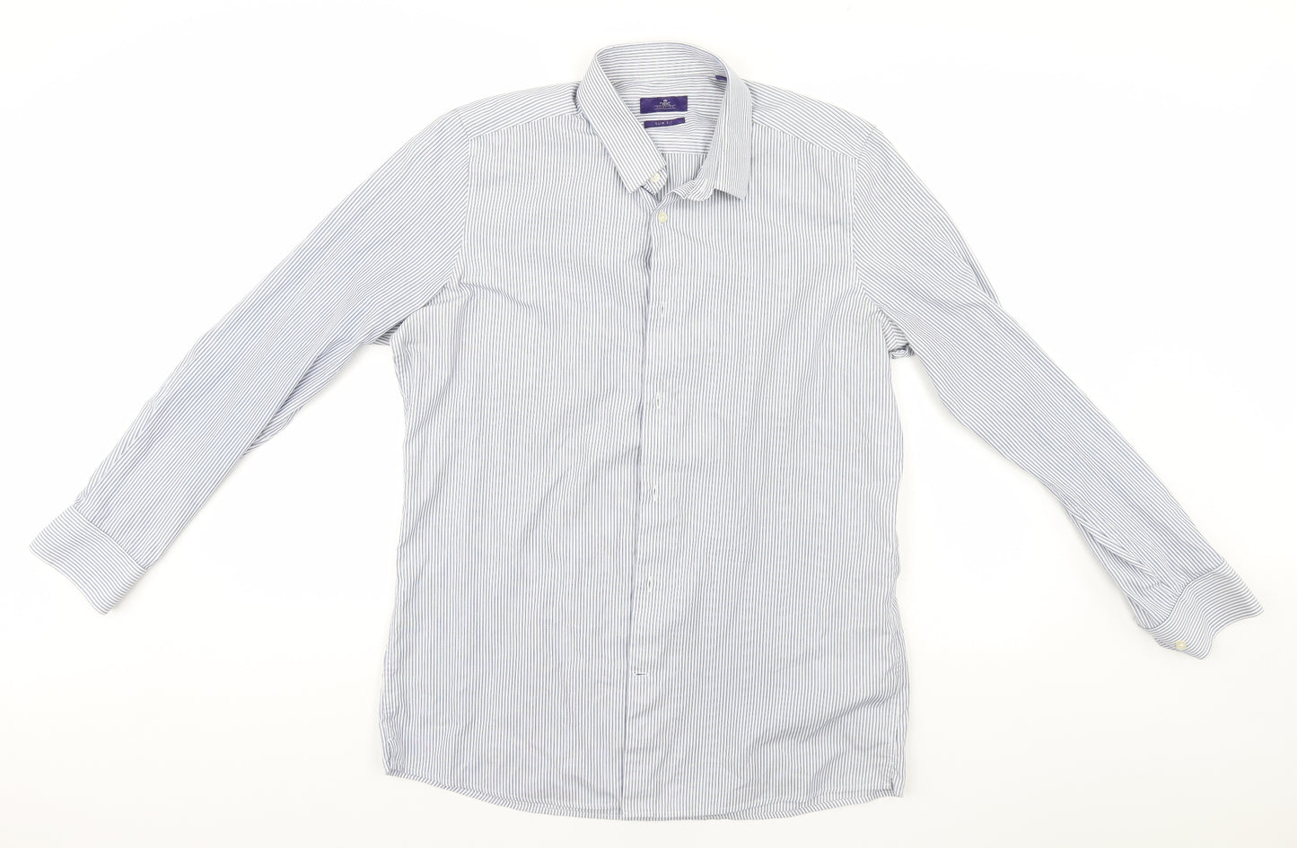 NEXT Mens Blue Striped   Button-Up Size 16