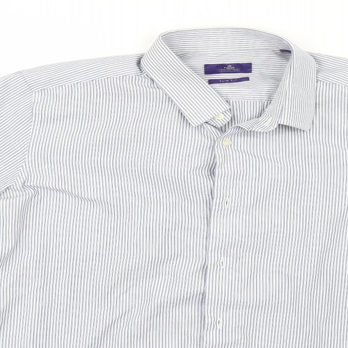 NEXT Mens Blue Striped   Button-Up Size 16