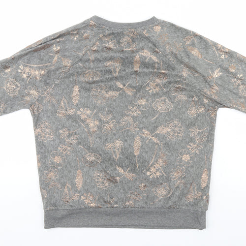 F&F Womens Grey Floral  Pullover Jumper Size S
