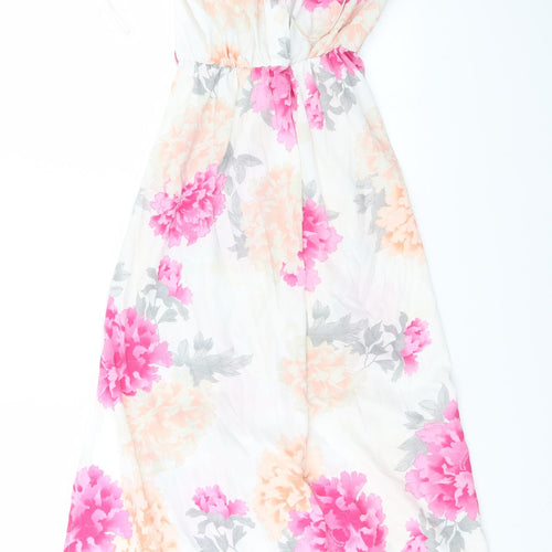 Dorothy Perkins Womens White Floral  A-Line  Size 8
