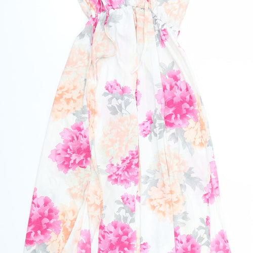 Dorothy Perkins Womens White Floral  A-Line  Size 8