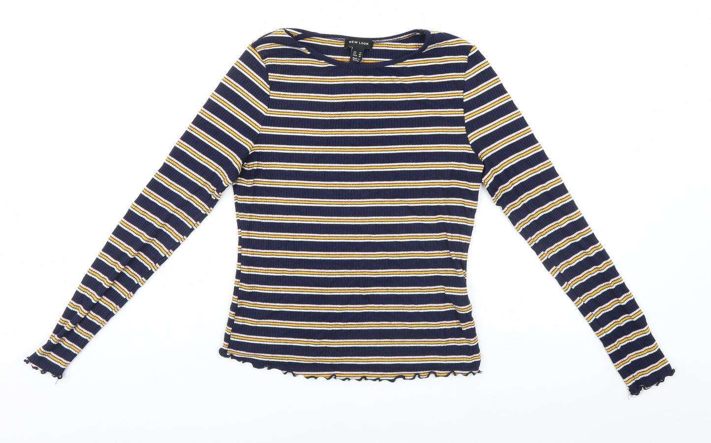 New Look Womens Blue Striped  Basic T-Shirt Size 14