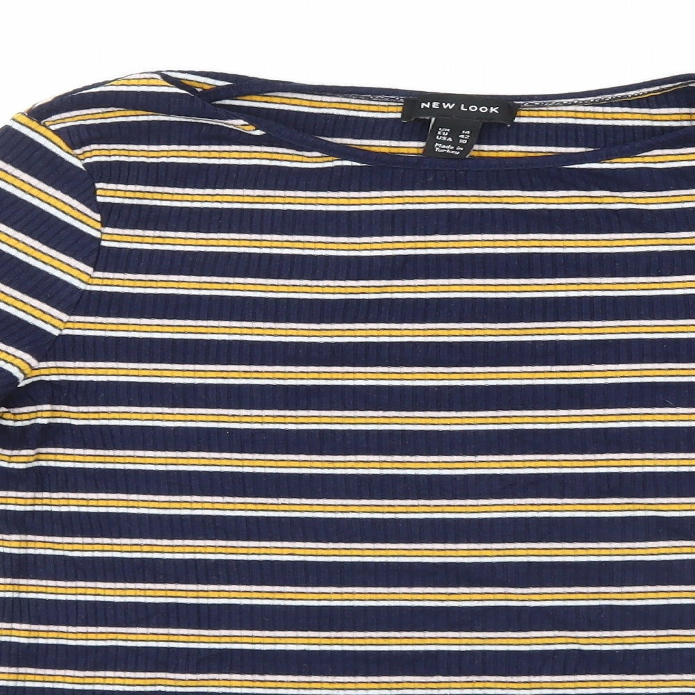 New Look Womens Blue Striped  Basic T-Shirt Size 14