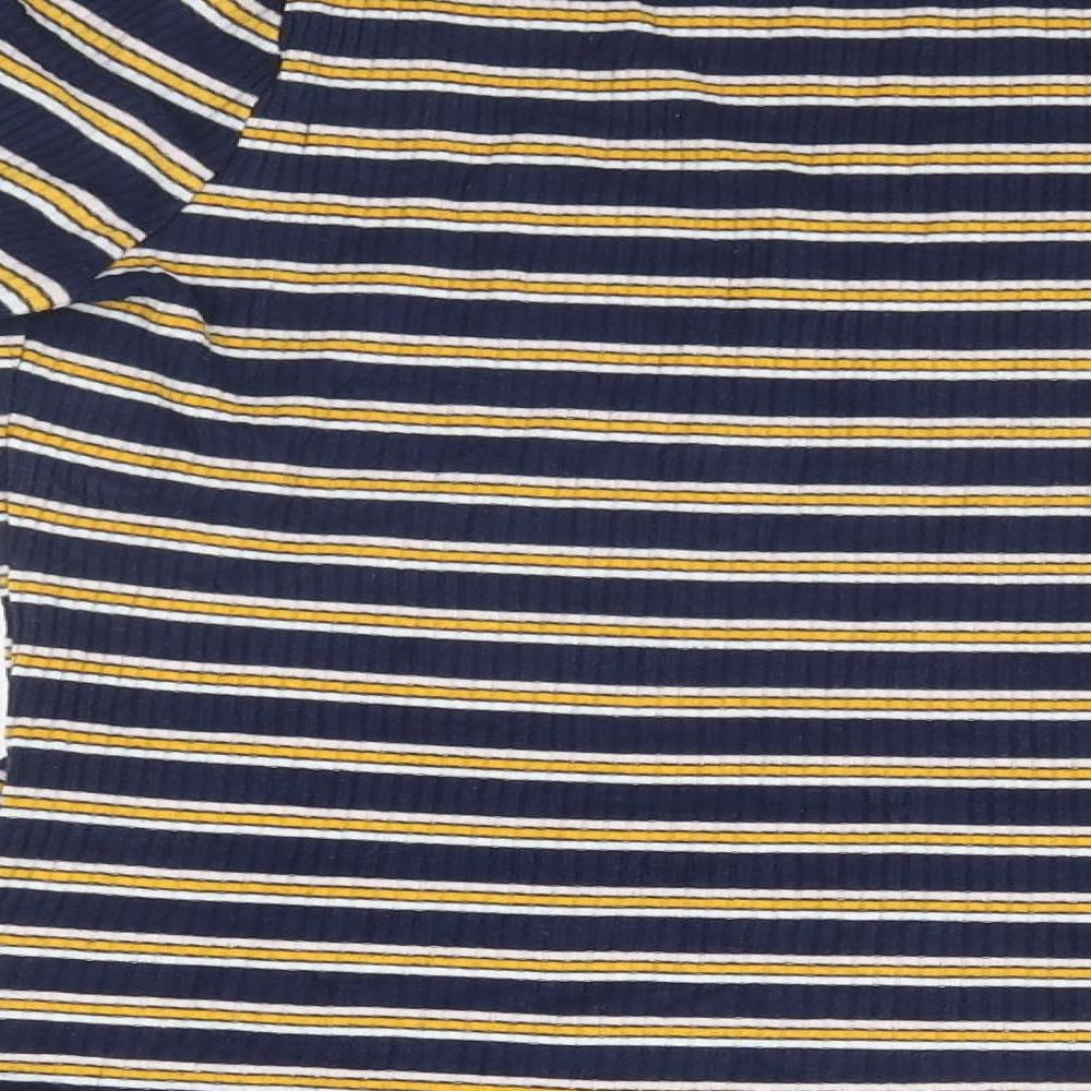 New Look Womens Blue Striped  Basic T-Shirt Size 14