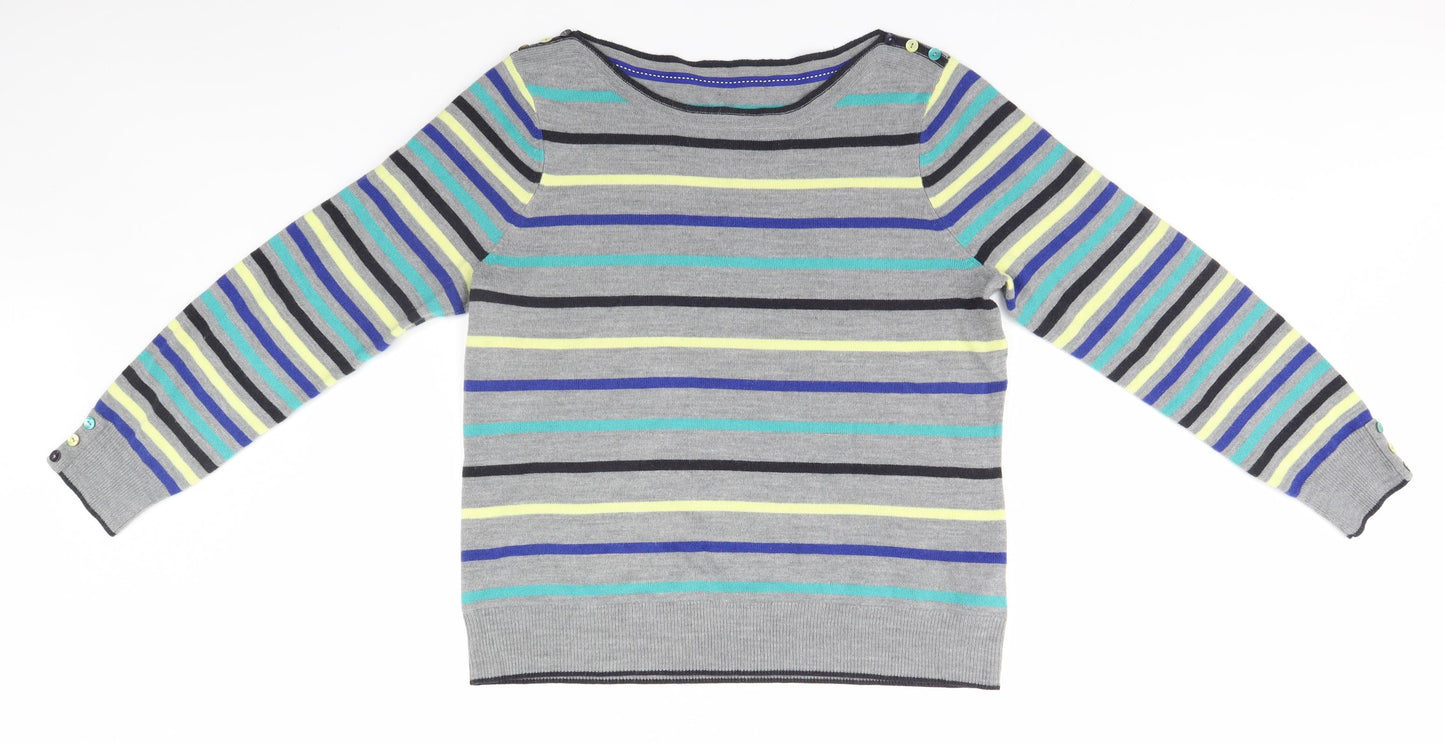 Marks and Spencer Womens Grey Striped  Cape Jumper Size 16
