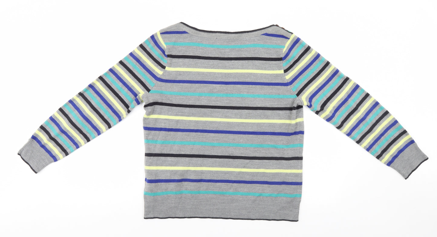 Marks and Spencer Womens Grey Striped  Cape Jumper Size 16