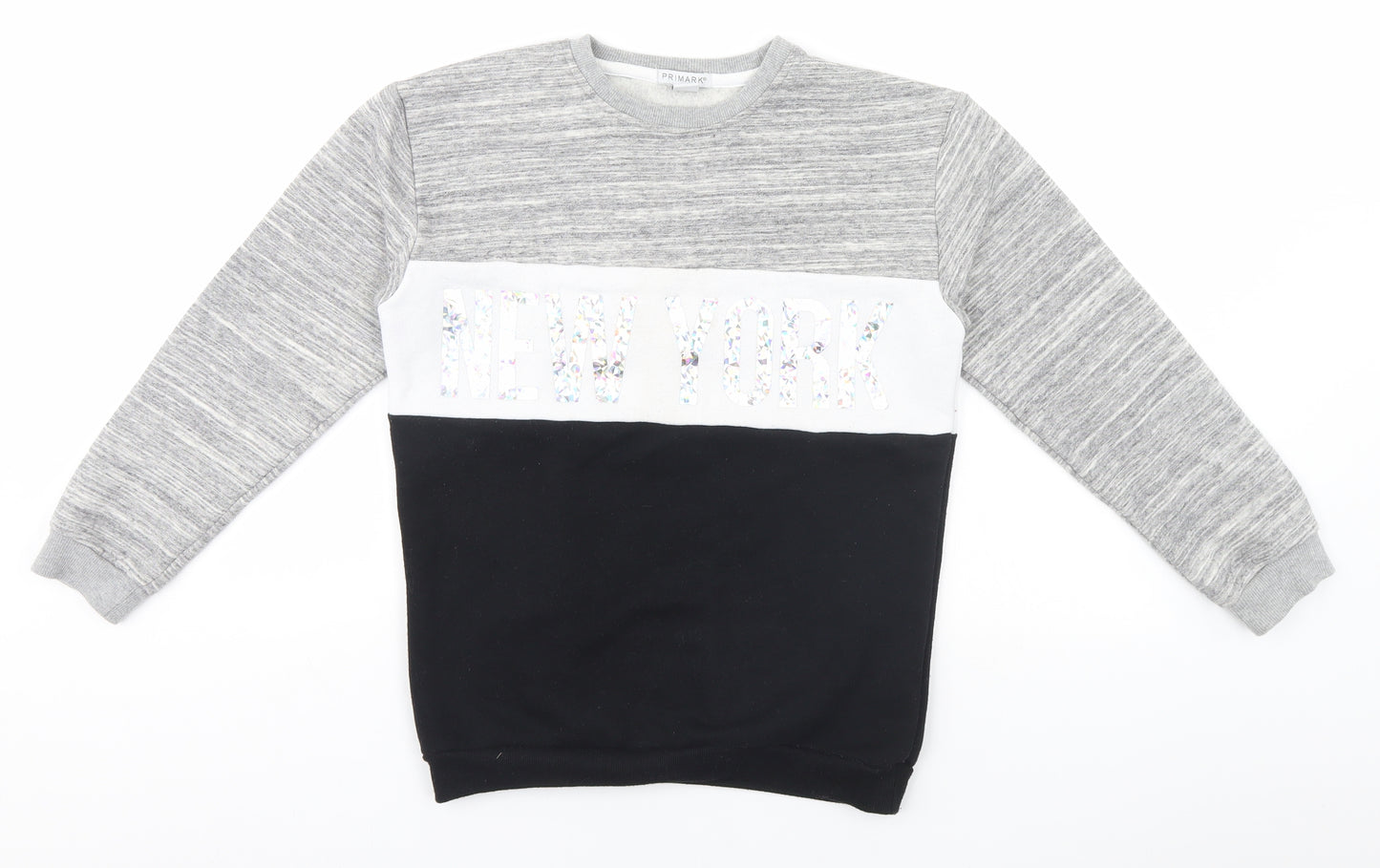 Primark Girls Grey   Pullover Jumper Size 11-12 Years  - New York