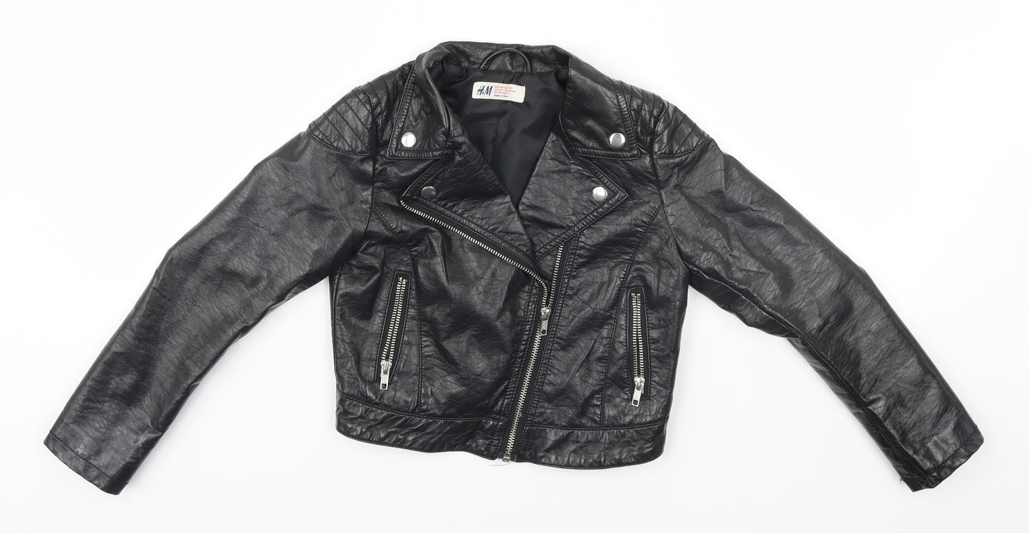 H&M Boys Black   Biker Jacket Size 9 Years