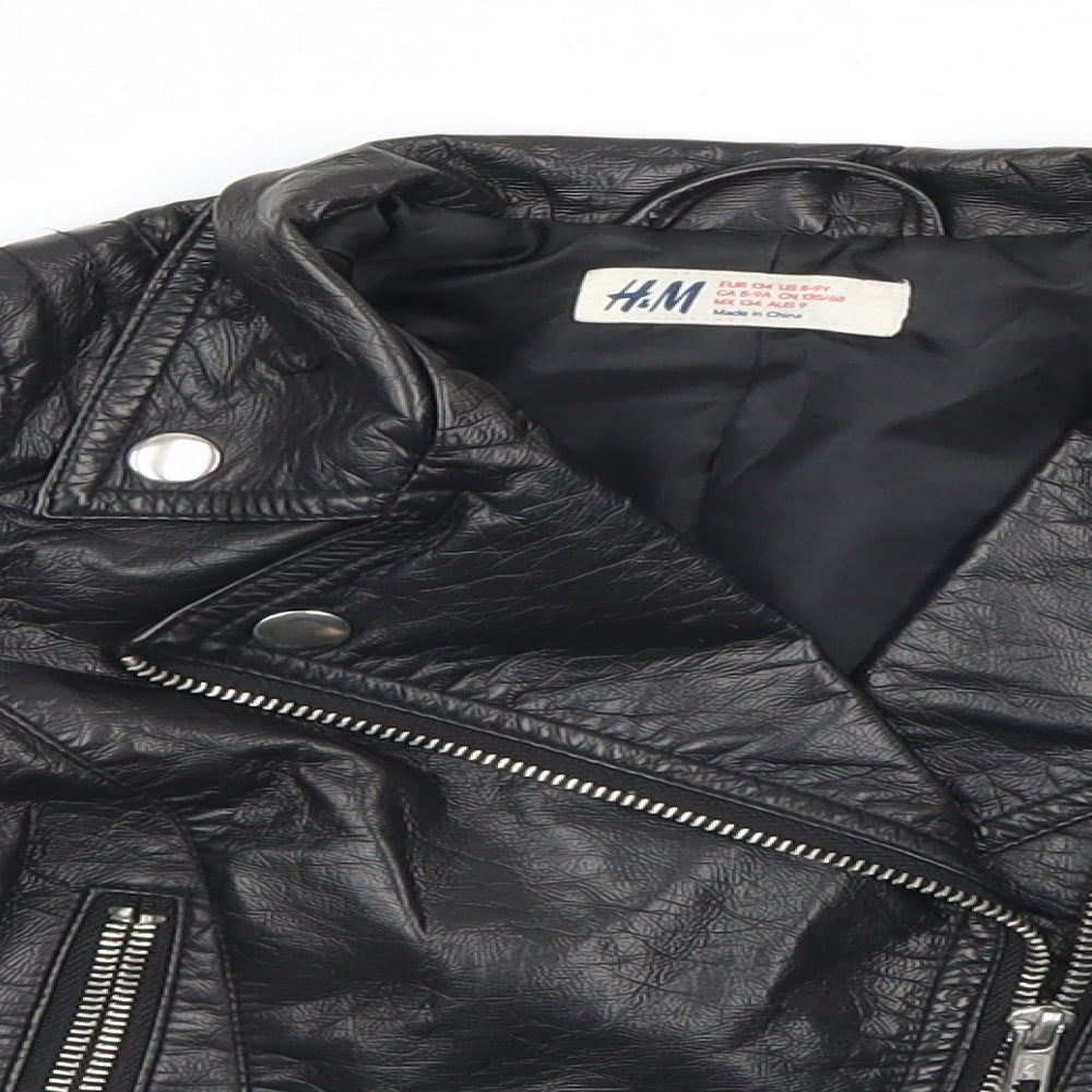 H&M Boys Black   Biker Jacket Size 9 Years