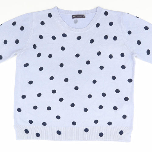 Marks and Spencer Womens Blue Polka Dot  Pullover Jumper Size 16