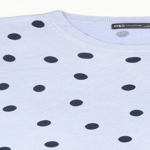 Marks and Spencer Womens Blue Polka Dot  Pullover Jumper Size 16