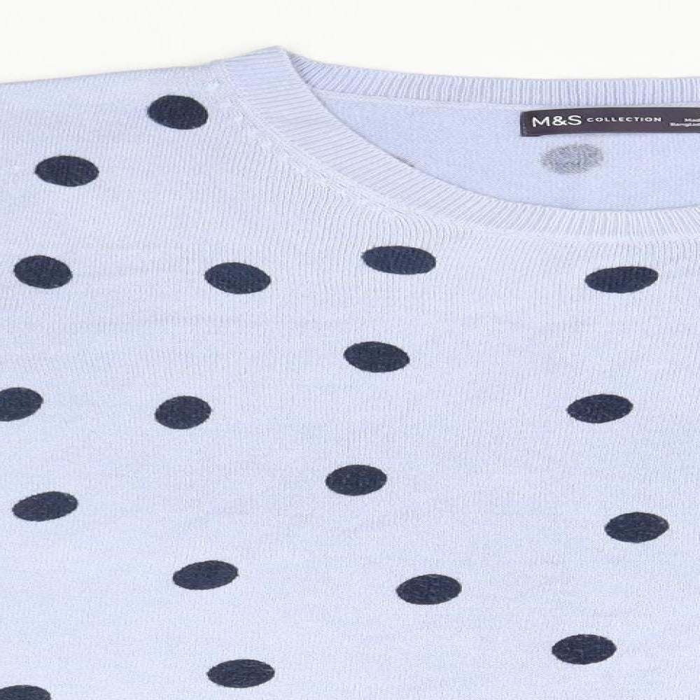 Marks and Spencer Womens Blue Polka Dot  Pullover Jumper Size 16