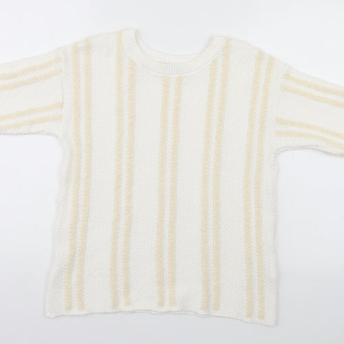 Marks and Spencer Womens White Striped  Pullover Jumper Size 12