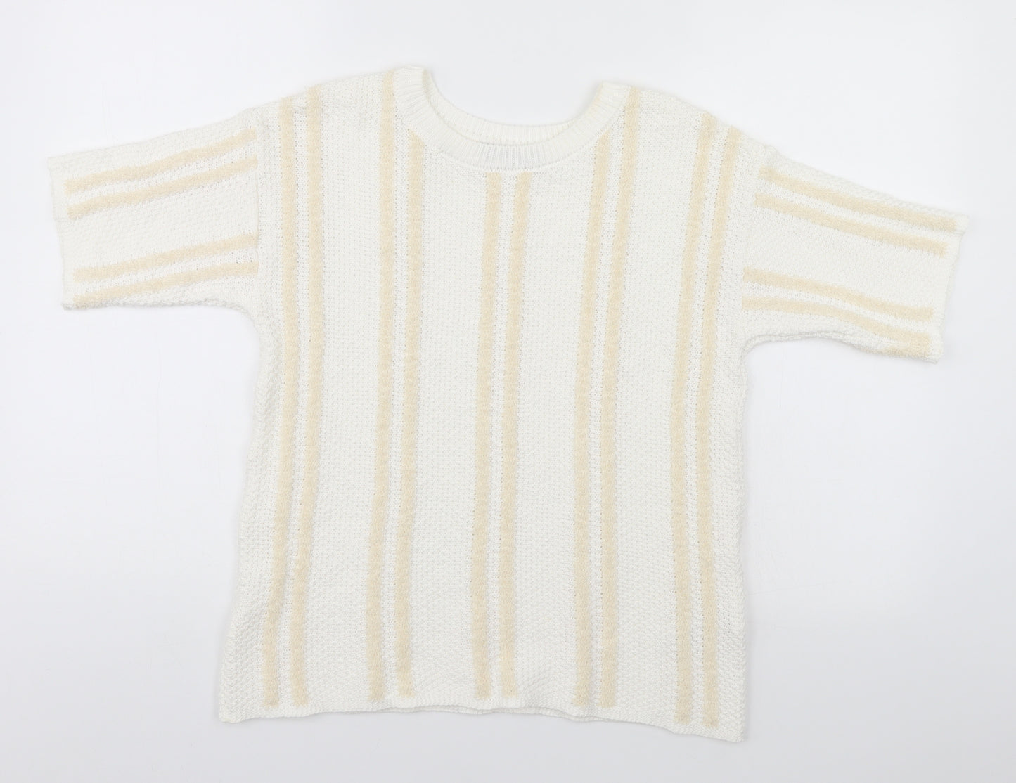 Marks and Spencer Womens White Striped  Pullover Jumper Size 12